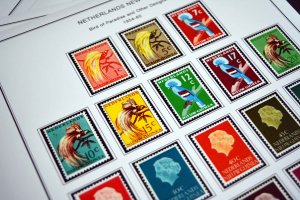 COLOR PRINTED DUTCH NEW GUINEA 1950-1963 STAMP ALBUM PAGES (7 illustrated pages)