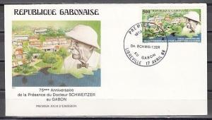 Gabon, Scott cat. C289. Dr. Albert Schweitzer issue a First Day Cover.