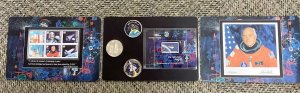 Marshall Islands  John Glenn  * Hero in Space *  1998 stamps and 3 coins folder