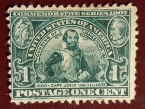 US Scott #328 Mint No Gum F-VF Capt John Smith 1907