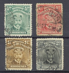 Rhodesia Sc# 119-122 Used 1913-1923 ½p-2p King George V