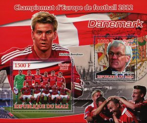 Soccer European Championship 2012 Denmark Sov. Sheet of 2 Stamps MNH