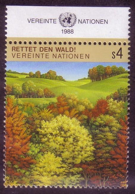 UN Vienna Sc# 80 Inscribed Survival of the Forests MNH