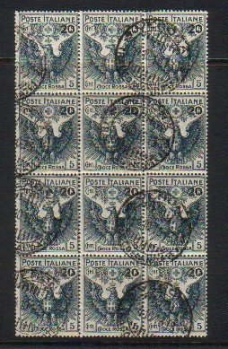 Italy B4 Semi Postal Block of 12, used (possibly CTO) very High CV