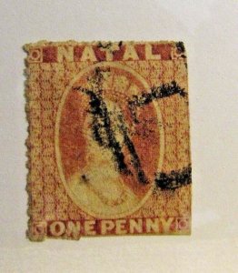 NATAL Sc #14 Θ used, trimmed postage stamp. vg, cv $85.50