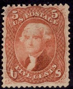 US Stamp #75 RED Brown 5c Jefferson MINT NO GUM SCV $2100. Repair at upper left