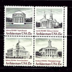 U.S. 1782 MNH 1973 Architecture block of 4