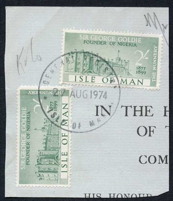 Isle of Man 2 x 2/- Green QEII Pictorial Revenues CDS On Piece