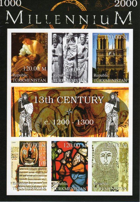 Turkmenistan 1999 Notre Dame-St.Francis- Millennium 13th.Cent.Shlt IMPERF.MNH