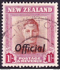 NEW ZEALAND 1940 KGVI 1sh Sage-Green & Deep Green Official SGO151 Fine Used