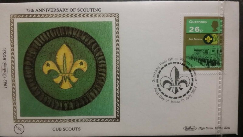 1982 Guernsey Anni Boy Scouts Cub Air Sea Land Scouts Benham FDC BGS3a-d  