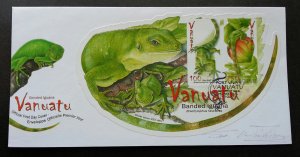 Vanuatu Fiji Banded Iguana 2007 Reptiles (FDC) *signed *odd shape *rare