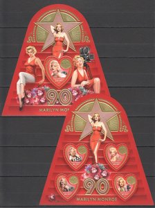 Ss0988 ! Gold & Shape 2016 Mozambique Marilyn Monroe Cinema #8879-8883 1+1 Mnh