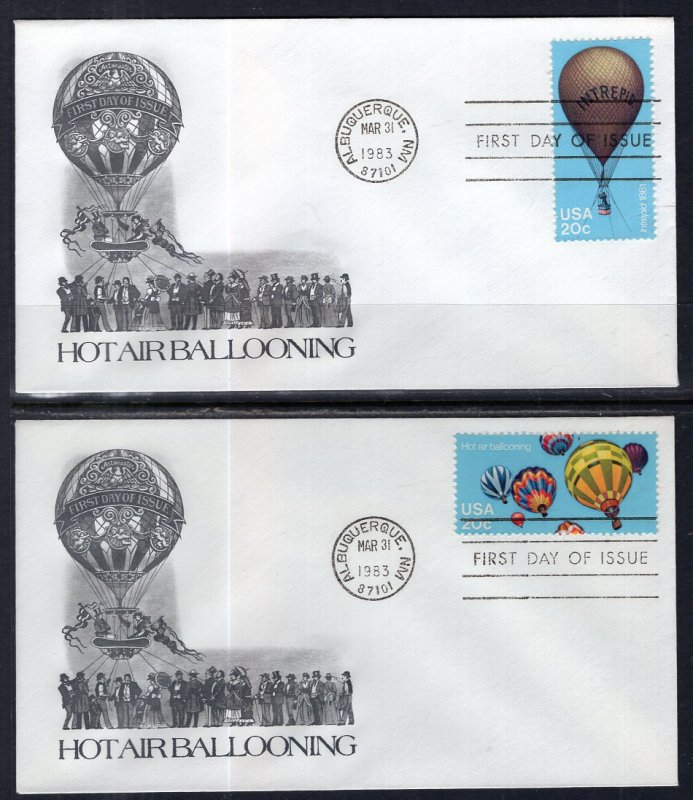 US 2032-2035 Hot Air Balloons Artmaster Washington Set of Four U/A FDCs