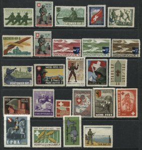 Switzerland 25 different 1939-1940 Defence Cinderellas mint o.g. hinged (JD)