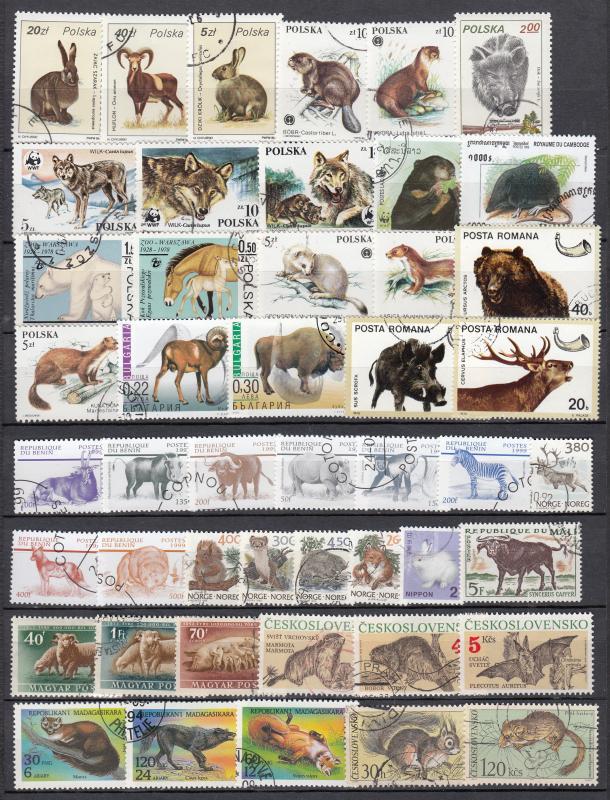 Animals from different islands and continen-155+ small stamp lot №2 - (2339)