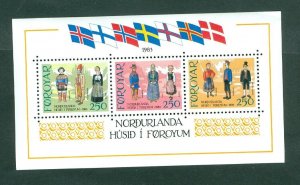 Faroe Islands. 1983 Souvenir Sheet MNH. Nordic House.Scandinavian Flags. Sc# 101