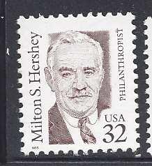 Catalog # 2933 Milton S Hershey Chocolate Single 32 Cent Stamp