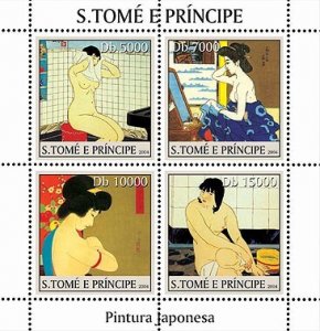 SAO TOME - 2004 - Japanese Paintings - Perf 4v Sheet - Mint Never Hinged