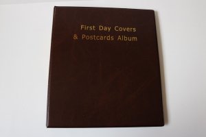 **New 100 First Day Covers & Postcards Album (Brown) & Extra 10 US FDCs 4 FREE.