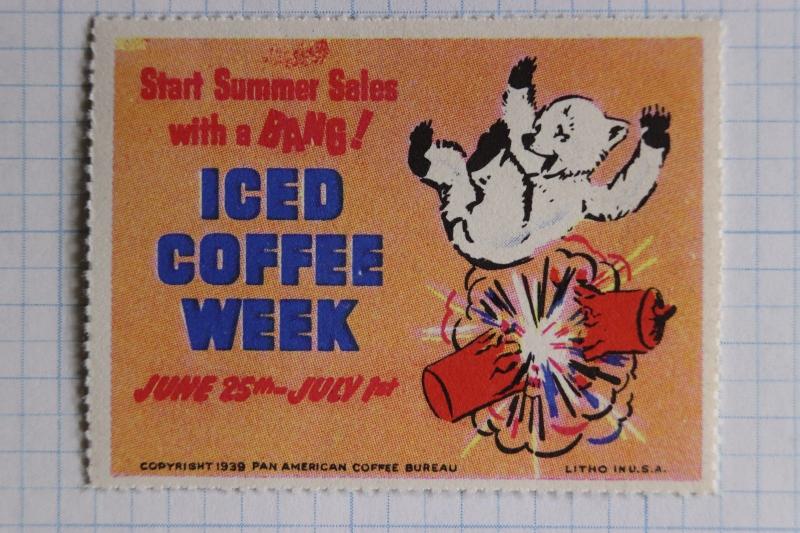 Pan-American coffee bureau Iced week firecracker dynamite bang bear 1939 ad seal