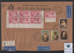 WC1_26404. SAN MARINO. 1963 cover w. 7 1000 L. HELICOPTER ON SAN MARINO Sc. C117