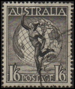 Australia C6 - Used - 1sh6p Globe / Hermes (1949) (cv $0.60)