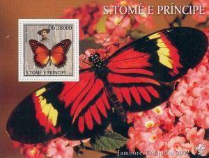 SAO TOME E PRINCIPE 2003 SHEET MUSHROOMS SCOUTS BADEN POWELL BUTTERFLIES st3228