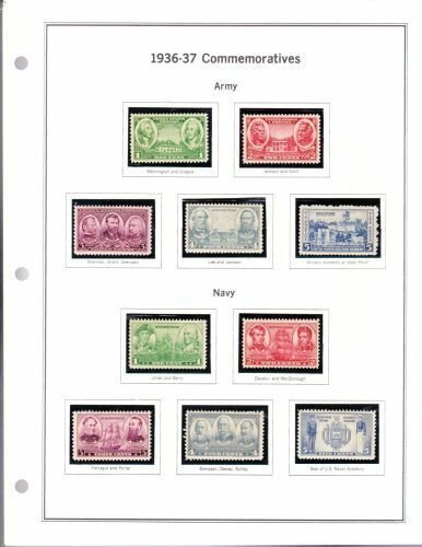 U S 1937 Commemorative Mint NH Year Set -17 Stamps 1 SS on Album Pages - 3 Scans