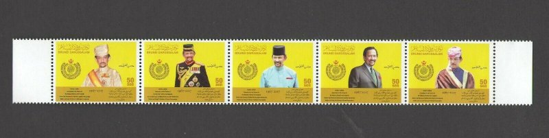 BRUNEI:#02-- Sc. 661 / **SULTAN'S REIN-50th ANNIVERSARY**/ Strip of 5 / MNH