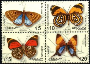 2007 Uruguay butterflies fauna wildlife nature colourful #2213 ** MNH