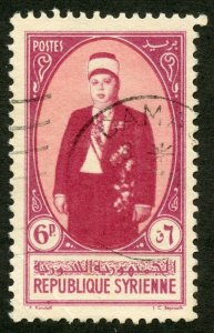 Syria Scott 286 UVLH - 1942 6p President Taj Eddin Hassani - SCV $1.25