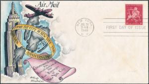 #C38 FDC HAND PAINTED CACHET BY DOROTHY KNAPP HV4436