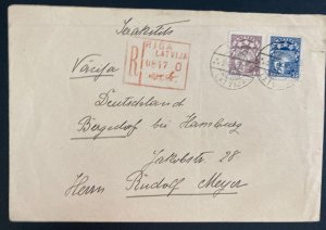 1933 Riga Latvia Registered Cover To Hamburg Germany