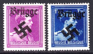 BELGIUM 286-287 WW2 BRÜGGE OVERPRINT OG NH U/M F/VF TO VF BEAUTIFUL GUM