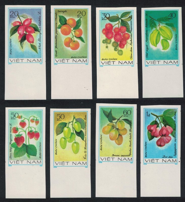 Vietnam Strawberries Fruit 8v IMPERF Bottom Margin 1981 MNH SC#1141-1148