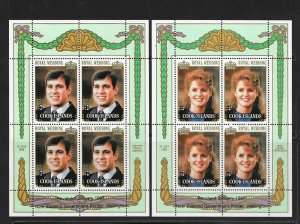 COOK ISLANDS, Royal Mini-Sheets, RARE 1987 SURCHARGE ISSUE, 9 sheets. Cat £600 