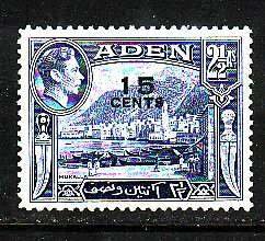 Aden-Sc#38- id7-unused hinged 15c on 2&1/2a bright blue-1951-