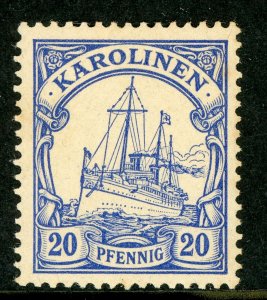 Caroline Islands 1901 Germany 20 pfg Yacht Ship Unwatermark Scott #10 MNH X156