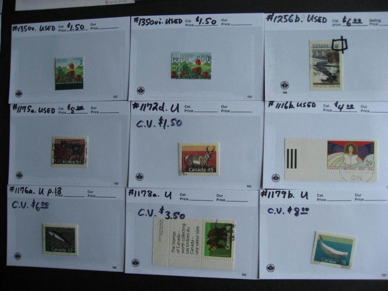 CANADA all different varieties group, 28 sales cards, unverified,mixed condition