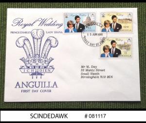 ANGUILLA - 1981 ROYAL WEDDING OF PRINCE CHARLES AND LADY DIANA- 3V - FDC