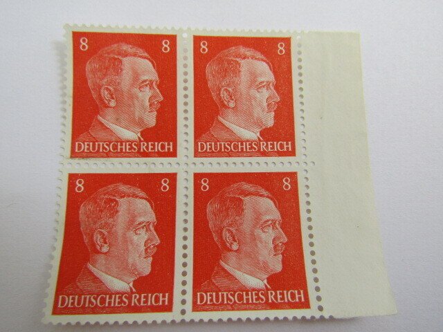 Germany 1941-44, Scott #511 block of 4 MNH 8pf No Gum, Hitler Head Issue,