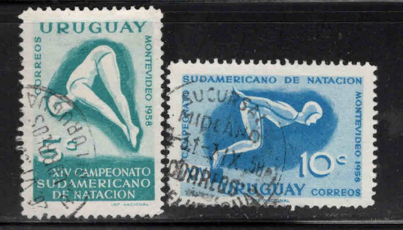 Uruguay Scott 628-629 Used swimming meet stamp set