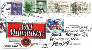 US ART COVER EXCHANGE ACE 20 OLD MILWAUKEE (REAL) PHONE CARD CACHET UNIQUE 2017