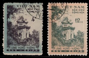North Viet Nam Scott 119-120  Hung Vuong Temple stamp set canceled