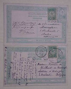 TURKEY POSTAL CARD HAIDAR PACKA 1908 TO BERLIN also CONSTANTINOPLE 1908