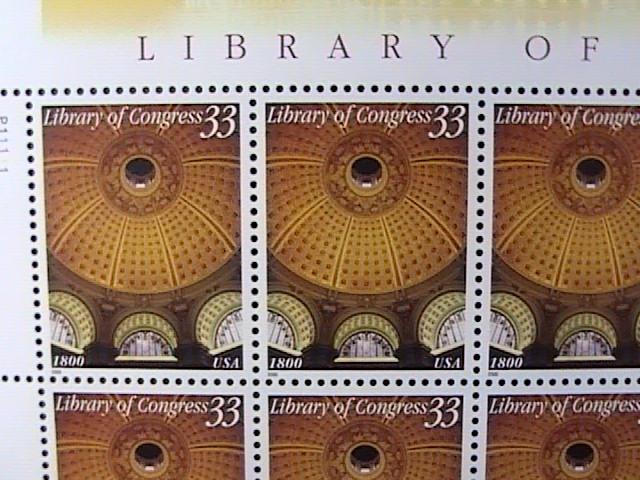 U.S.# 3390-MINT/NEVER HINGED--PANE OF 20---LIBRARY OF CONGRESS--2000