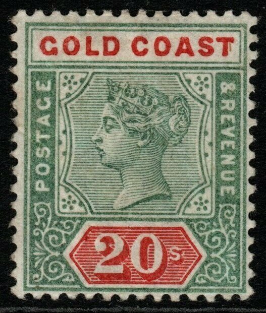 GOLD COAST SG24 1889 20/= GREEN & RED (RPS CERT) MTD MINT