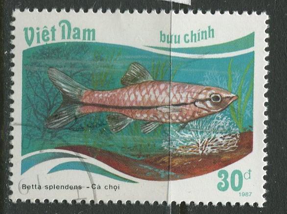 Viet Nam North - Scott 1836 - Tropical Fish -1988 - FU -Single 30d Stamp