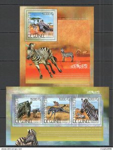 2014 Guinea Animals Fauna Wild Les Zebres 1Kb+1Bl ** Stamps St762